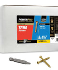 Box of Bronze Epoxy Coated Exterior Trim Screws With Star Drive For Wood And Composite Decking Eight By One And Five Eighths Inch