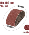 Heavy Duty Abrasive Screen Band Sander Belts For Effortless Grinding And Flawless Polishing, 5 Pack Sized 610X100MM, 100 Grit, showing 610x100 mm sandpaper.
