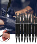 Hella Smooth Dual Tip Marking Kit Bold And Ultra Fine Felt Scribes For Piercing Positioning Aesthetic Procedures And Surgical Stenciling Top Shelf Removable Studio Grade Tools 10 Piece Set Black with close-up of hand using scribe.