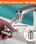 Kid Friendly 1440 Degree Faucet Extender For Toddlers In Bathroom And Kitchen, Silver Rotating Faucet Aerator in use