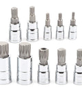 10-Piece 12 Point Triple Bit Socket Set in Pro-Grade Heavy Duty Steel With Quarter Inch, Three Eighths Inch, And Half Inch Drive