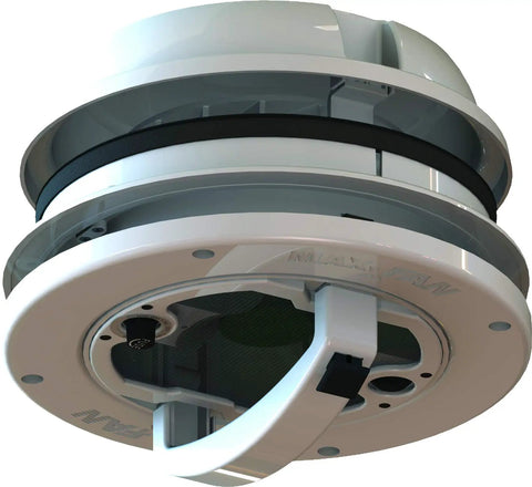 12V Dome Exhaust Vent Fan, 6 Inch Round For RV Roof Or Sidewall Install, Exhaust Only, detailed underside view