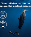 Underwater diver near whale, promoting Underwater Seatouch 4 Max Phone Case For iPhone 12 To 15 Pro Max Full Touch Diving Housing Up To 60m No Buttons