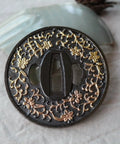Koshirae Style Samurai Sword With Alloy Tsuba 100 Black And Gold Morning Glory Pattern 78cm Blade Handle Display Piece