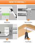 Installation steps for Super Sturdy Floating Shelf Brackets Six Inch Heavy Duty Iron Wall Mount Hardware.