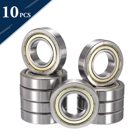 HiPicco R16ZZ deep groove ball bearings, 1 in ID x 2 in OD x 1/2 in width, double shielded, chrome steel, 10 pcs