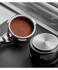 Top Shelf Espresso Tamper And Coffee Distributor Combo With Dual Stainless Ripple Blades For Dead On Bed Leveling Fits All 51Mm 53Mm And 58Mm Portafilters Sick Quality Barista Essentials Kit with coffee grounds