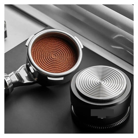 Top Shelf Espresso Tamper And Coffee Distributor Combo With Dual Stainless Ripple Blades For Dead On Bed Leveling Fits All 51Mm 53Mm And 58Mm Portafilters Sick Quality Barista Essentials Kit with coffee grounds