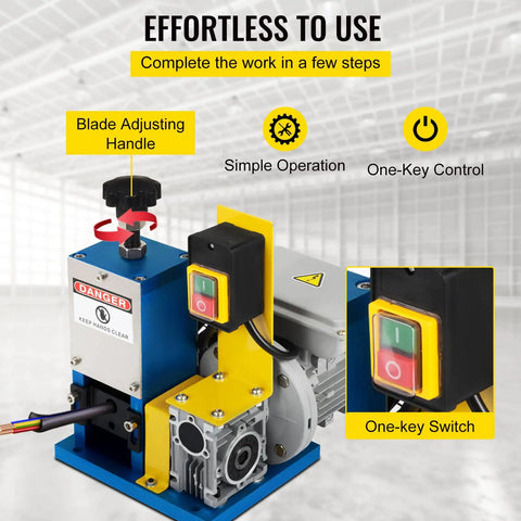Automatic Electric Wire Stripping Machine 0.05 To 0.98 Inch Range with blade adjust handle and one-key control in workshop