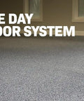Pro Level Polyaspartic Fast Cure Topcoat For Garage And Warehouse Flake Floor Systems Includes 2 Gallon Kit with textured gray surface.
