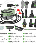 Beast 2500W Handheld Steam Cleaner With 3 Bar Pressure Quick 221 Fahrenheit Heat Up 1.6L Water Tank and accessories displayed