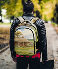 Person wearing Puppy Watercolor Printed Backpack Unisex Large Capacity Go-To Everyday Carry Bag With Durable Polyester Fabric