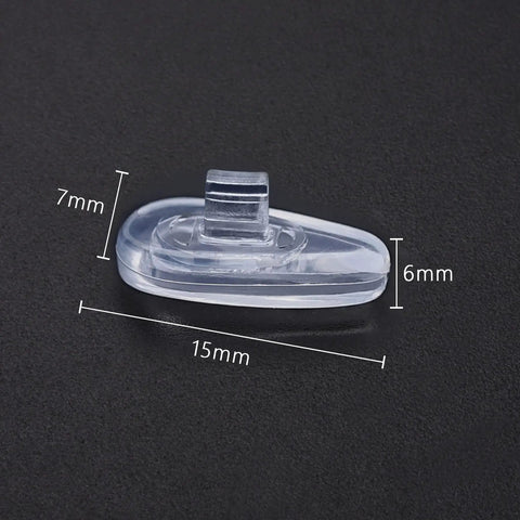 Replacement Silicone Nose Pads For Oakley Sunglasses Socket 5.0 And 5.5 6 Pack close-up view, clear silicone