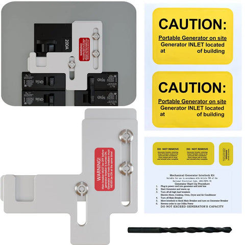 Generator Interlock Kit For 150 And 200 Amp Panels Compatible With Siemens And Murray, Easy Plug And Play Install With Included Drill Bit