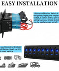 8 Gang Off Road Waterproof Rocker Switch Panel With 5 Pin SPST 12V 24V On Off Toggle 20 Amp Marine Style