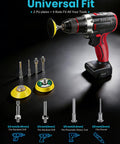 Pro Grade 2-Inch Wet And Dry Sanding Discs Set With 435 Pcs, drill attached with buffing pad and universal fit rods displayed