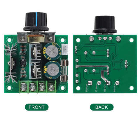 Front and back view of the Four Pack PWM DC Motor Speed Controller Switch 12V To 40V 10A Auto Regulator Governor 13KHz Dimmer