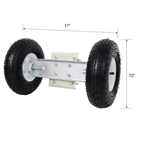 Smooth Rolling Dual Gate Wheel With 10 Inch Pneumatic Tires And 300 Lb Heavy Duty Build For Chain Link Fence Sliding Swing Gates, 17 inch wide.