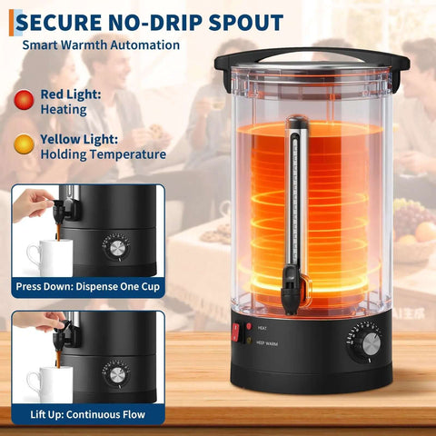 18 Liter Coffee Urn With Double Wall Insulation, Stainless Steel Black, 120 Cups Capacity, for buffet, catering, weddings