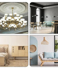 Elegant home interiors with chandeliers and modern furniture settings.