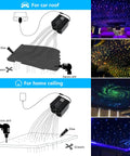 Car Starlight Headliner Kit With 36W Four Color Twinkle Fiber Optic Lights installation guide and effect examples for car and home