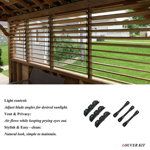 Deck Sunblind System Brackets For Louvers And Shutters, Heavy Duty Steel Louver Hardware Kit With Powder Coated Finish, Pergola Brackets Built To Hold Up To 11 Boards, 48 Inches Span, Weather Resistant And Built To Last