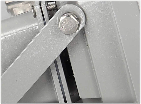 Close-up of the structural details and fixing mechanism of an LED Floodlight, showcasing the aluminum and hardware features.