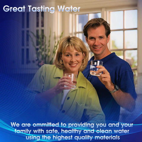 Couple enjoying clean water at home with BB9-2 Water Filter Replacement For Berkey Gravity Purification Systems, Easy Install.