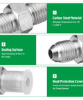 Pack Of Ten One Quarter JIC Male To One Quarter JIC Male Hydraulic Hose Adapter Fittings With Protective Cover High Pressure Up To 5000 Psi Wide Temperature Range Minus 65 To 500 Degrees Straight Tube Hydraulic Connectors, carbon steel