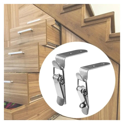 Heavy Duty Duck Mouth Buckle Hook Set for Cabinets Wooden Boxes Metal Spring Hasps Latch Clamps against wooden drawers