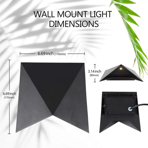 Diagram showing dimensions of 10W 3000K Waterproof IP65 Indoor Outdoor Wall Sconce LED Light Fixture For Exterior Modern Wall Mount