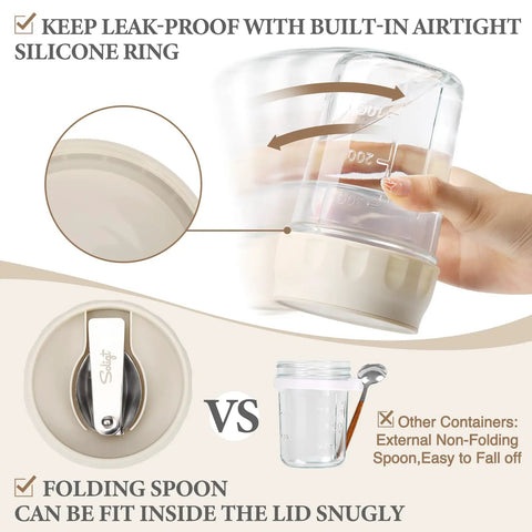 Two Pack Overnight Oats Jars With Lids And Folding Spoons Divided Compartments For Fruit And Nuts 16 Ounce Mason Style comparison
