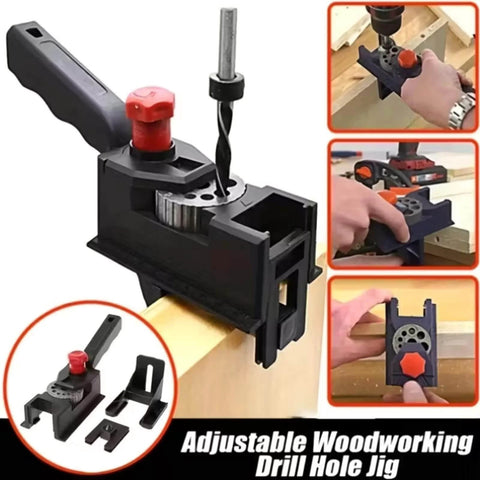Adjustable Drill Guide Kit For Woodworking With Precision Hole Drilling Durable Plastic Construction Automatic Alignment