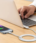 CarPlay USB A To Lightning Charging Cable For iPhone And iPad 3 Foot Car Charger Cord, iPhone charging beside laptop