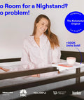 Bedside Shelf For Dorm Room With Cable Catch White Dope Space Saving Nightstand Organizer For Cables And Chargers Eco Friendly Plastic Build Two Point Eight Inch Clamp For Secure Mount, white clamp-on bed rail shelf with cup and phone
