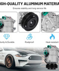 Heavy Duty Air Conditioning Compressor Assembly With Clutch For Hyundai Azera Sonata Kia Sorento Santa Fe close-up view showing aluminum material and design.