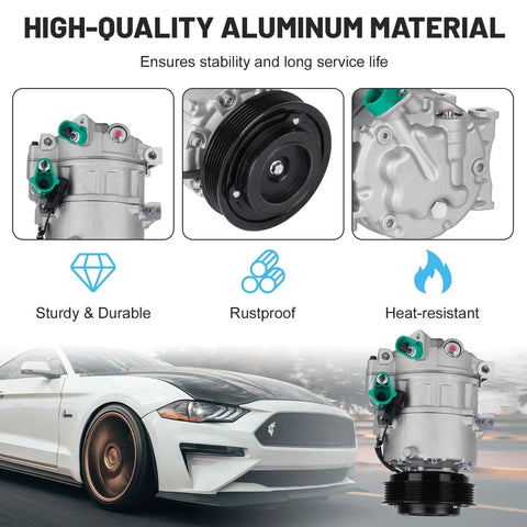 Heavy Duty Air Conditioning Compressor Assembly With Clutch For Hyundai Azera Sonata Kia Sorento Santa Fe close-up view showing aluminum material and design.