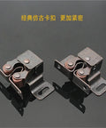 Double Roller Cabinet Door Catch Ball Latch in Copper Tone with Prong, 34 by 32 mm, 13 mm Projection, Soft Cushioned Contact, Pack of 20