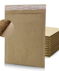 Eco Friendly Honeycomb Padded Mailers 8.5 By 12 Inches, 100 Pack Biodegradable Compostable Recyclable Hex Coat Paper Shipping Envelopes With Tamper Resistant Self Seal, Tough Brown Mailing Envelopes Made In USA in a stack