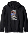Premium Cotton Blend Novelty Tuk Tuk Rickshaw Zip Hoodie Featuring Dope Asian Streetwear Designs And Vintage Auto Driver Artwork, black color, front view.