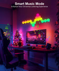 Hexagon RGB LED Light Panels 8 Pack With Music Sync, App Control, And Remote in gaming setup with festive decor