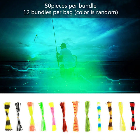 Top Shelf Flexible Silicone Lure Skirts Six Hundred Strand Bulk Pack For Jig Tying And Spinnerbait Assembly, 50 strands per bundle.