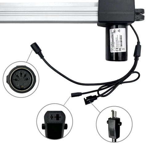 JLDQ 11 156 333K Linear Actuator for power recliner showing motor, connectors, and wiring setup