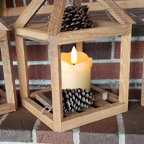 Flameless Votive Candles With Timer Real Wax 2 By 2 Battery Operated 6 Pack, candle in wooden lantern with pinecones
