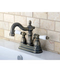 Antique Brass 4-Inch Centerset Bathroom Faucet Deck Mount 3-Hole Setup With Drip-Free Washerless Cartridge Includes Pop-Up Drain
