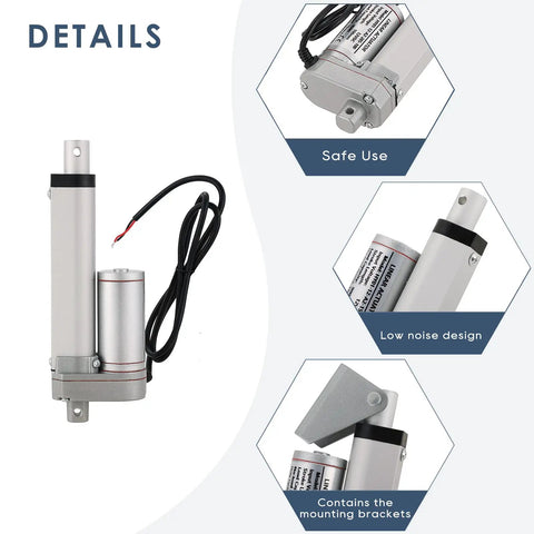 Beefy 12V Heavy Duty Electric Stroke Linear Actuator with mounting bracket, 900N push pull, low noise, versatile for auto car RV doors.