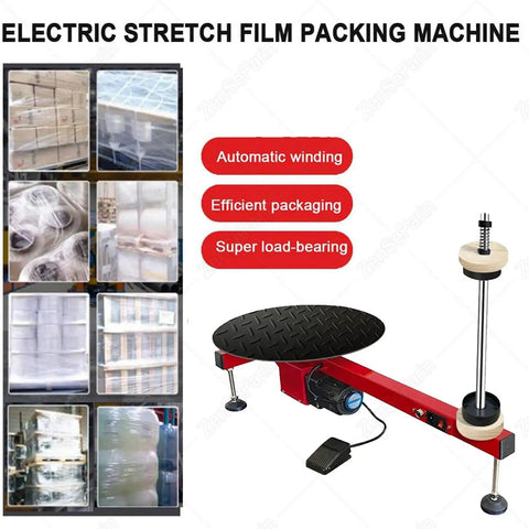 Electric Stretch Film Wrapping Machine Dispenser For Pallet Packing, Pallet Stretch Wrapper, turntable close-up.