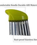 Front view of PDETVEO green crinkle cutter with rust-proof stainless steel wavy blade for potatoes and vegetables