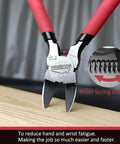 6 Inch Diagonal Wire Cutters with Spring Loaded Action Beefy Build and Flush Cut Pliers High Carbon Steel Non Slip Red Handle