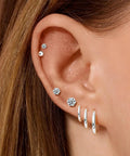 Surgical Steel Earrings Set For Multiple Piercings Nine Pairs Featuring Hoops CZ Studs And Ball Studs For Women Hypoallergenic 20G Dope Everyday Wear Must Have Jewelry With Three Styles And Sizes, worn on ear